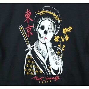 Riot Society Geisha Shame 2.0 Black Hoodie Size Medium Large Print on Back